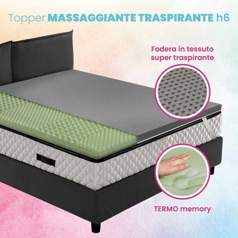 foto del prodotto geemma topper memory traspirante 7 zone, correttore materasso h6 cm, tessuto antimicrobico sfoderabile air memo green 80x200 cm