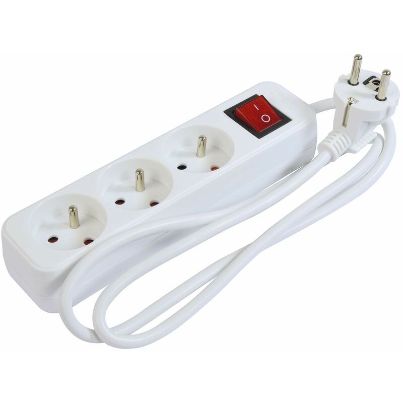 foto del prodotto gefotech ciabatta multipresa, 3 posti 16a t con interruttore e cavo da 1 m