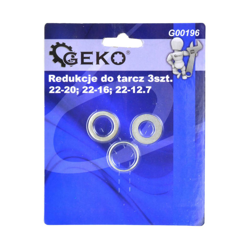 foto del prodotto geko anelli di riduzione dischi con foro 22mm set 3 pz rondelle 20 16 12,7mm