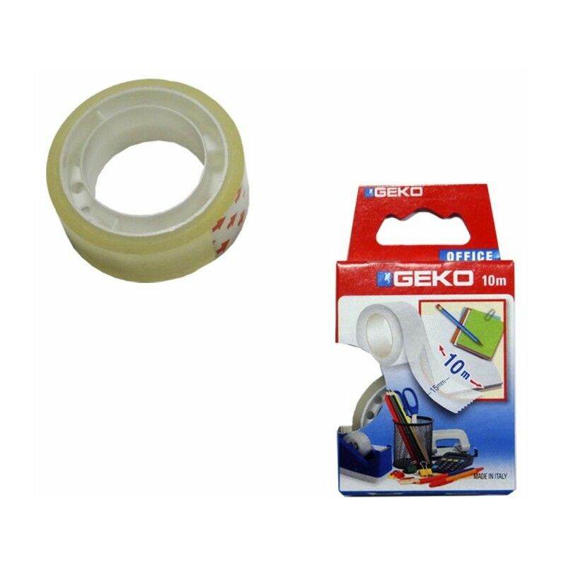 foto del prodotto geko confezione da 5 rotoli di nastro adesivo trasparente 15mm x 10m 1 dispenser edm