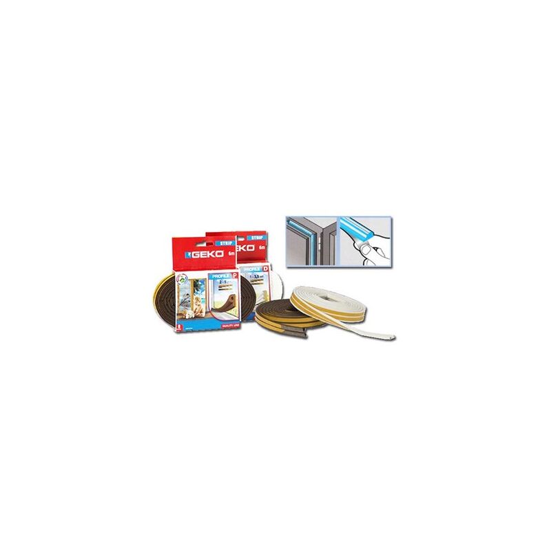 foto del prodotto geko guarnizione adesiva in epdm profilo p, bianco, 6m x 9mm
