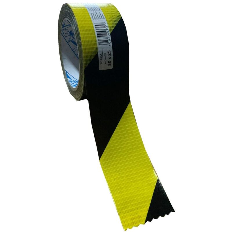 foto del prodotto geko nastro adesivo telato segnaletico giallo nero 25 mt x 50 mm