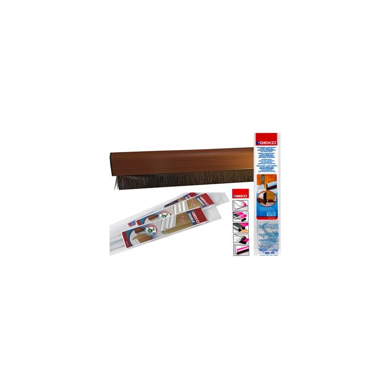 foto del prodotto geko spazzola sottoporta adesiva flessibile alluminio 1mt x 38mm mogano 1460 4