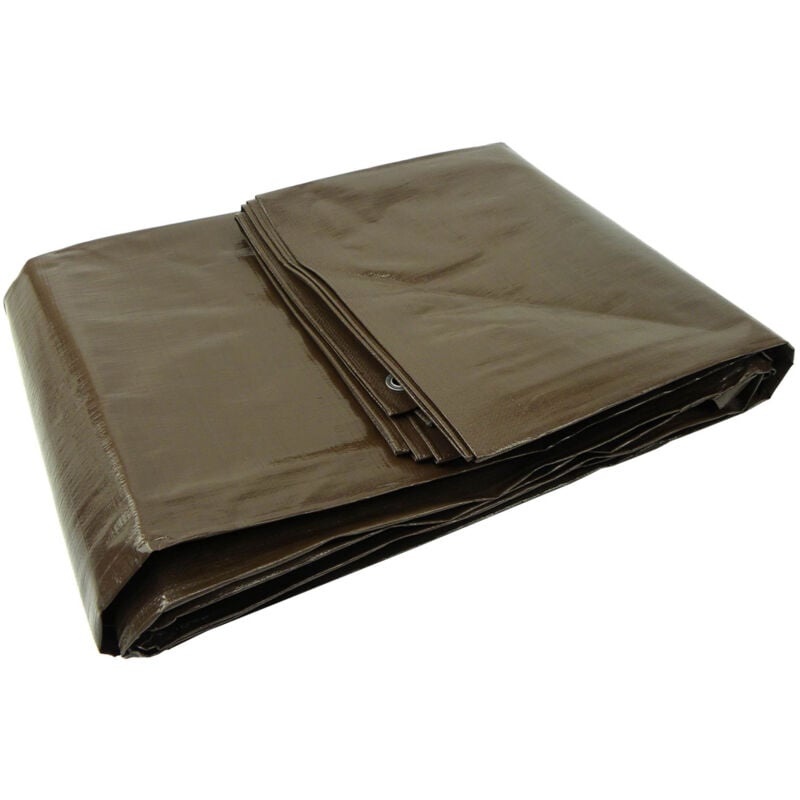 foto del prodotto geko telo copertura esterno occhiellato impermeabile marrone 5x8m g70734