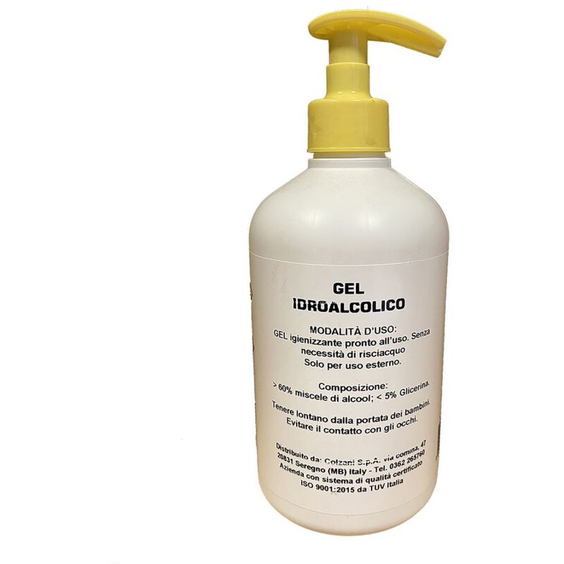foto del prodotto gel mani 500ml con dispenser 65 alcol made in italy