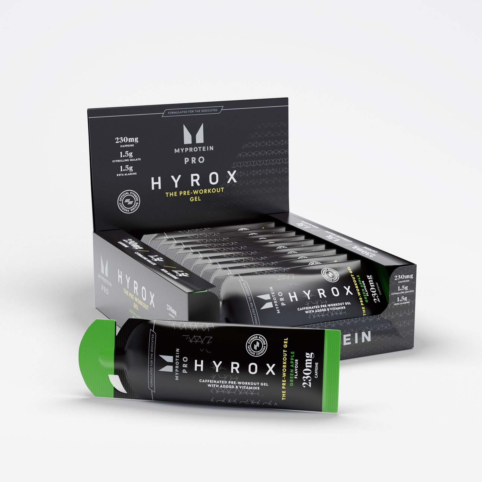 foto del prodotto gel pre allenamento 12 x 50g green apple hyrox edition 