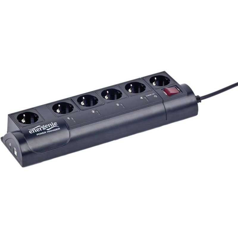 foto del prodotto gembird eg pms2 multipresa con protezione da sovratensioni programmabile 6 scomparti nero schuko 1 pz.