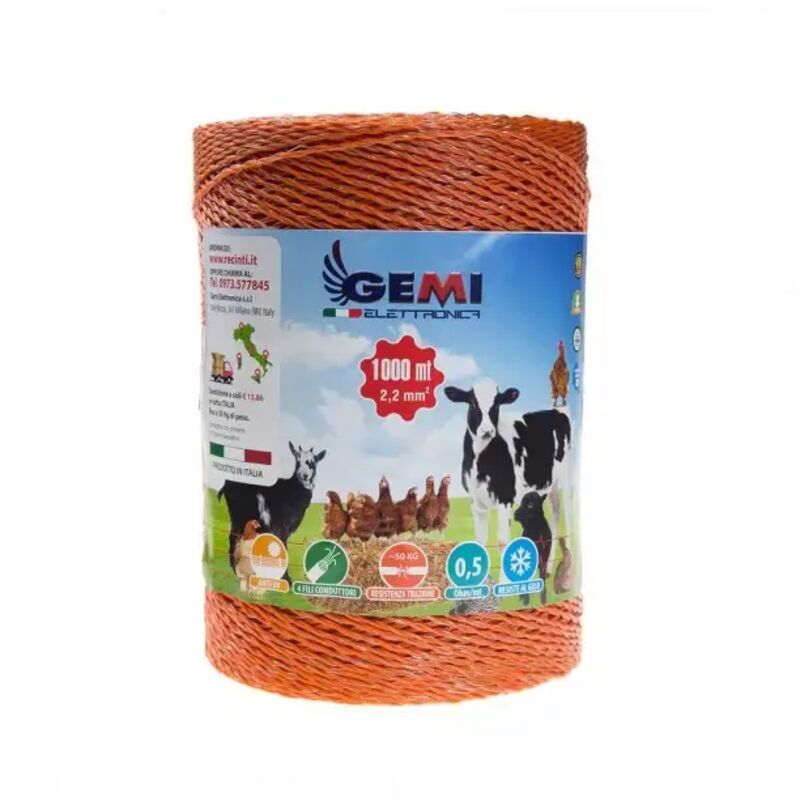 foto del prodotto gemi elettronica filo conduttore 1000 mt 2.2 mm per recinto elettrico recinti elettrici recinti elettrificati recinzioni elettrificate per animali