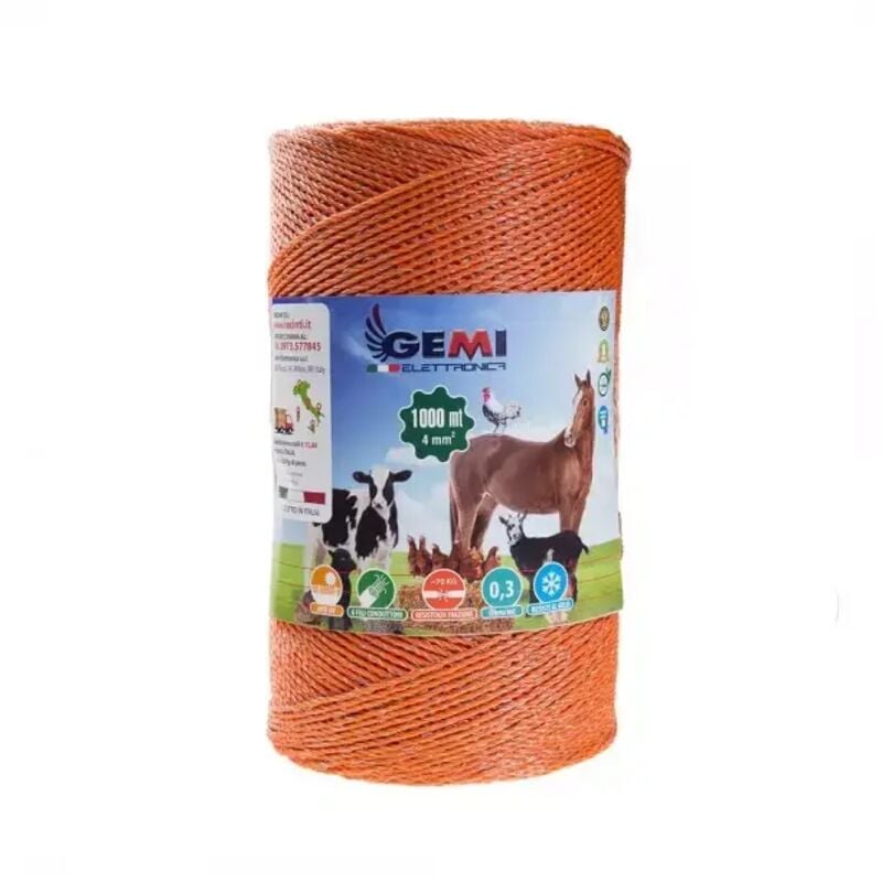 foto del prodotto gemi elettronica filo conduttore 1000 mt 4 mm per recinto elettrico recinti elettrici recinti elettrificati recinzioni elettrificate per animali