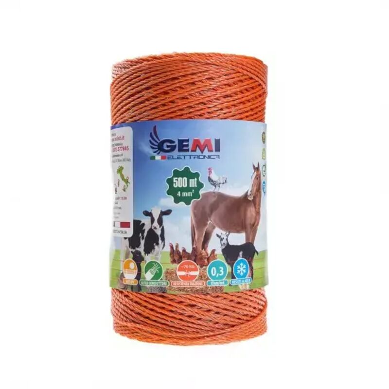 foto del prodotto gemi elettronica filo conduttore 500 mt 4 mm per recinto elettrico recinti elettrici recinti elettrificati recinzioni elettrificate per animali