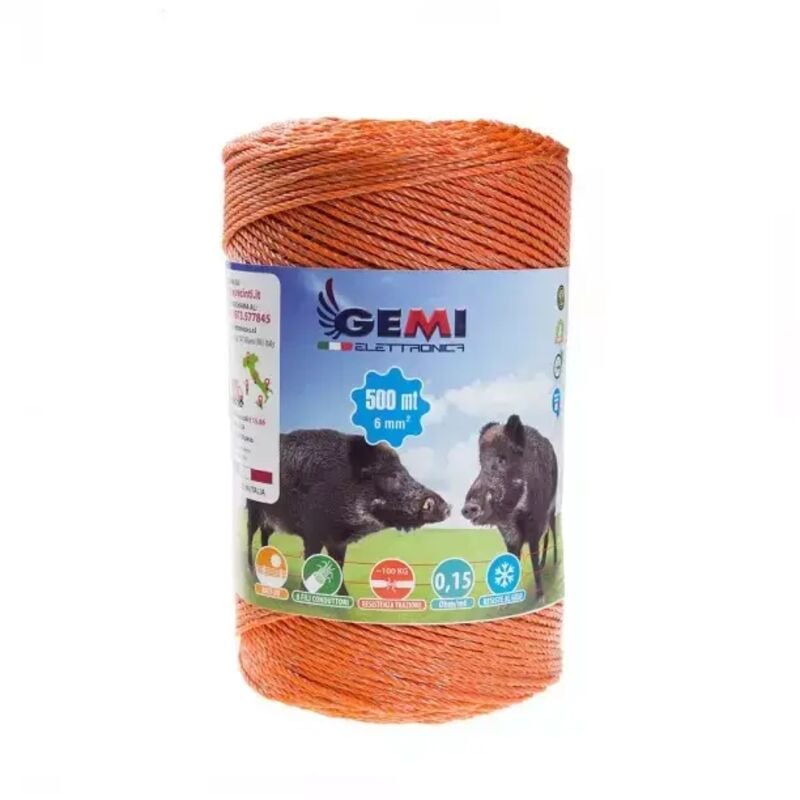 foto del prodotto gemi elettronica filo conduttore 500 mt 6 mm per recinto elettrico recinti elettrici recinti elettrificati recinzioni elettrificate per animali
