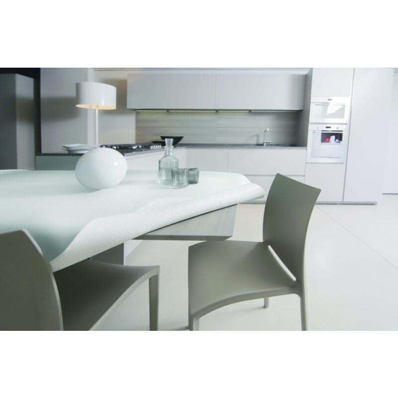 foto del prodotto gemitex mollettone proteggitavolo made in italy antiscivolo, antiurto, double face bianco bianco, rotonda 140, arreda e protegge il tuo tavolo da