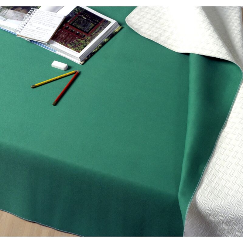 foto del prodotto gemitex mollettone proteggitavolo made in italy antiscivolo, antiurto, double face bianco verde, rotonda 140, arreda e protegge il tuo tavolo da