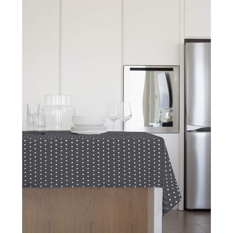 foto del prodotto gemitex tovaglia felpata plus 140x140 cerata in pvc decoro pois grigio made in italy