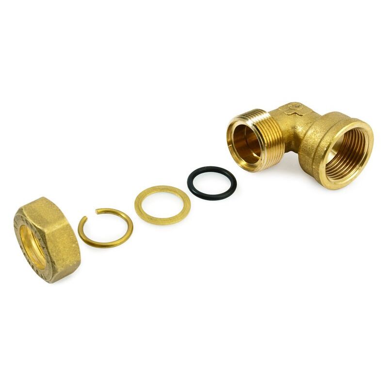 immagine 0 del prodotto general fittings raccordo angolo gomito femmina 1 2 x18 a compressione in ottone con anello di serraggio ed o ring di tenuta, per tubo rame