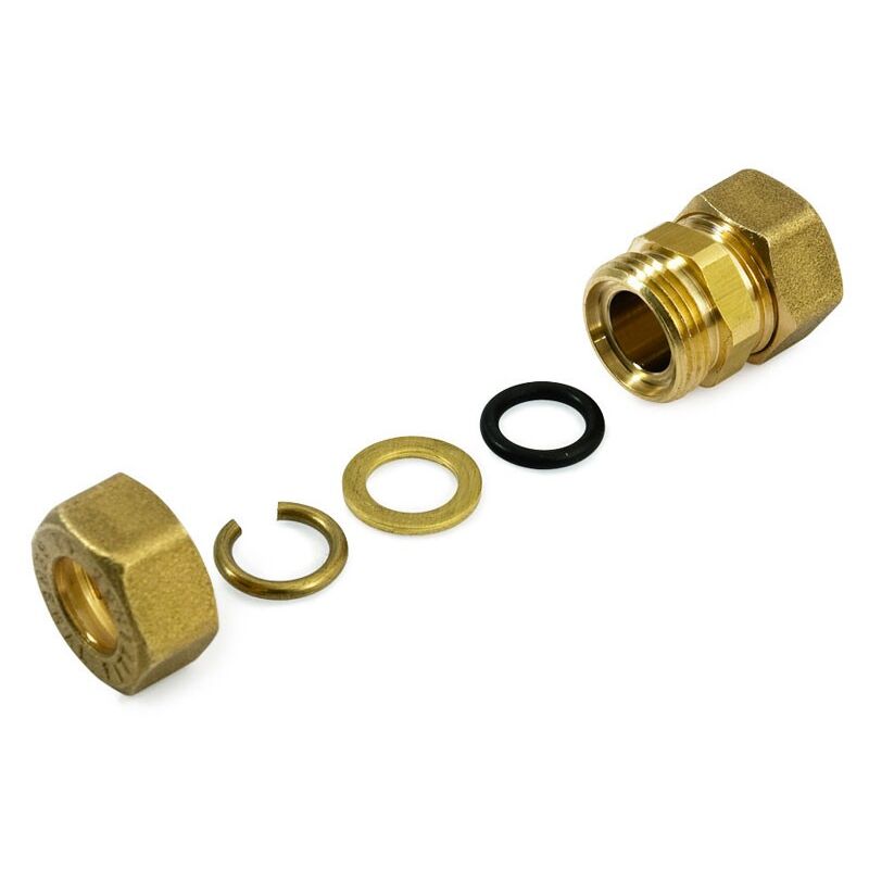foto del prodotto general fittings raccordo m a compressione 10x10 in ottone con anello di serraggio ed o ring di tenuta, per tubo rame 120000h101000a