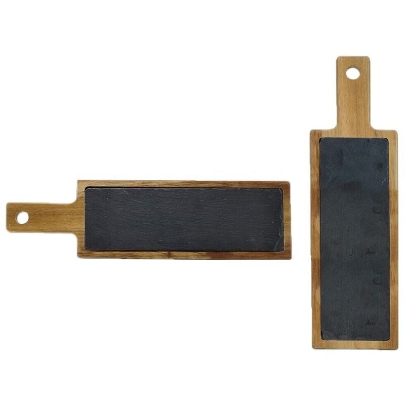 foto del prodotto general trade - tagliere in ardesia e legno acacia piatto vassoio da portata per aperitivi sushi