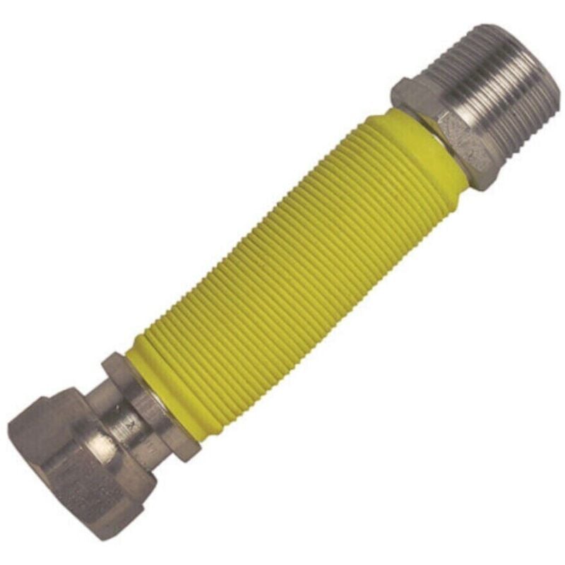 foto del prodotto general tubo flessibile acciaio inox gas cucina giallo estensibile mf 1 2 185 400 mm