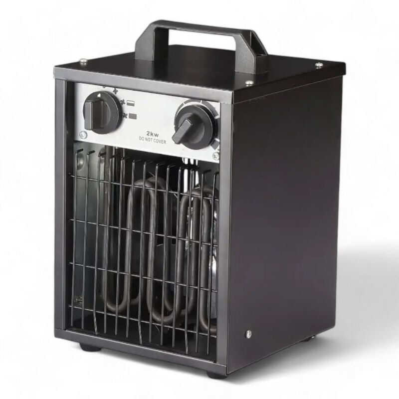 foto del prodotto generatore di aria calda elettrico potenza 2 kw per riscaldamento ambienti interni altezza 35 cm larghezza 25 cm peso 3.8 kg
