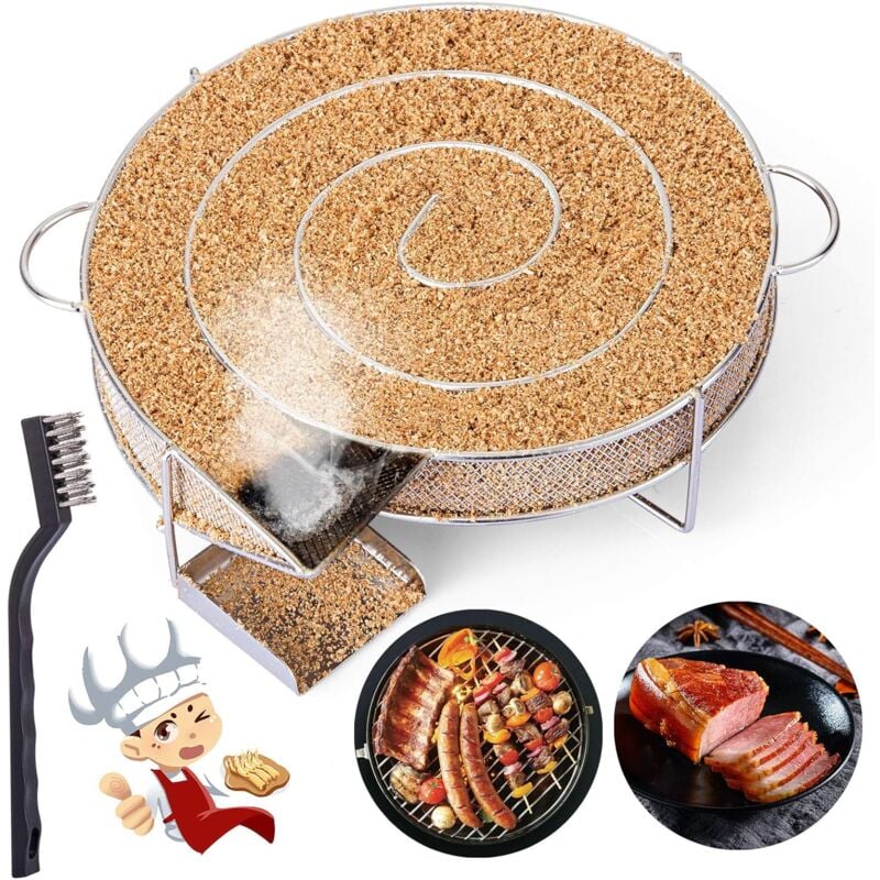 foto del prodotto generatore di fumo freddo per affumicare carne e pesce con spazzola per la pulizia della griglia del barbecue