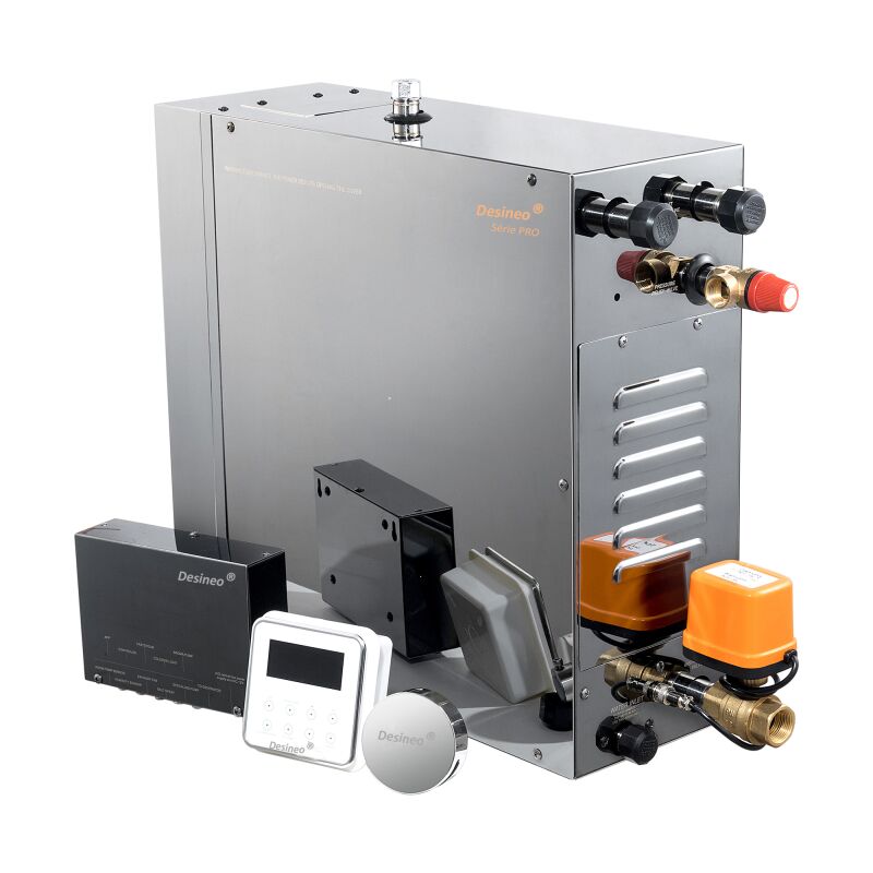 foto del prodotto generatore di vapore per hammam 24kw desineo series pro premium opzioni complete e scarico automatico
