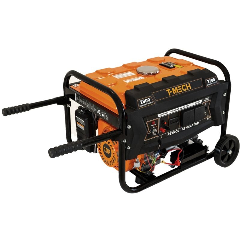 foto del prodotto generatore portatile a benzina 3300w 7hp 4 tempi 210cc avviamento elettrico display digitale alimentazione monofase 230v ac uscita 12v dc acciaio