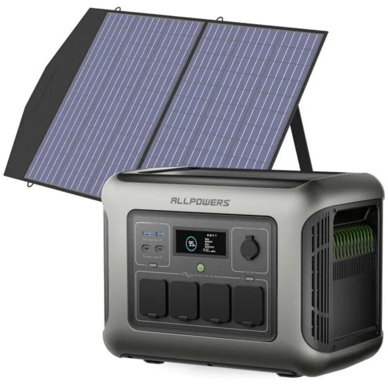 foto del prodotto generatore solare r600 con pannello solare da 100 w, 600 w punta 1200 w uscita ac, batteria lifepo4, alimentazione mobile per giardino allpowers