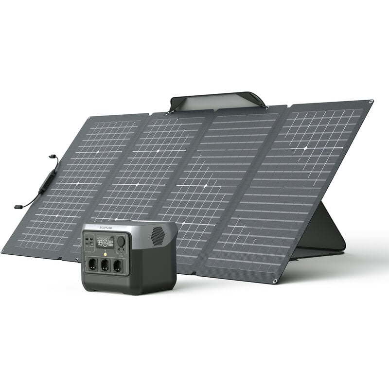 foto del prodotto generatore solare river 2 pro 768wh, batteria lifepo4 con pannello solare da 220w, 3 prese ca da 300w, centrale elettrica portatile per backup
