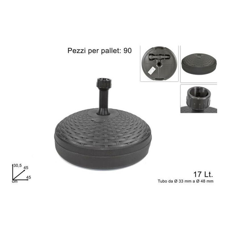 foto del prodotto generico base per ombrellone effetto midollino colore antracite 45 cm