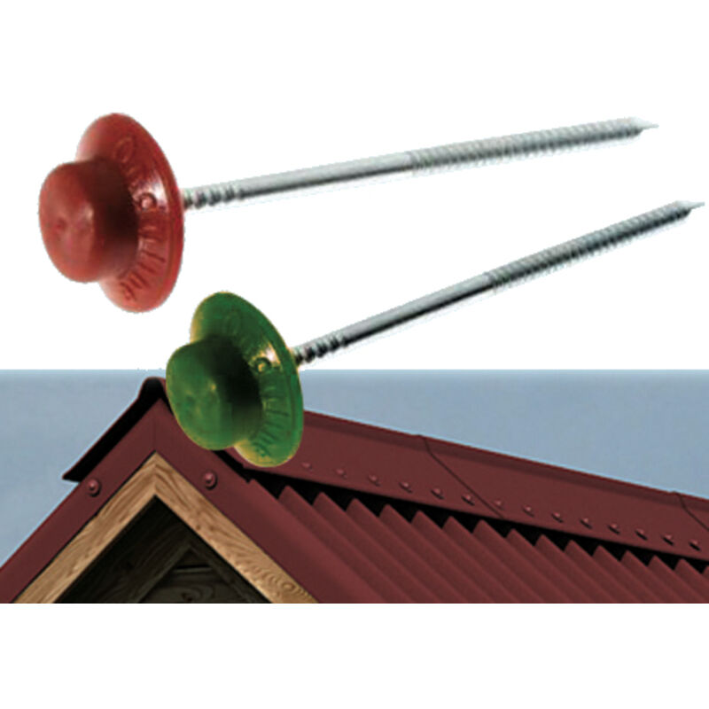 foto del prodotto generico ferramenta - chiodi filettati con rondella per fissaggio onduline lastre ondulate - red