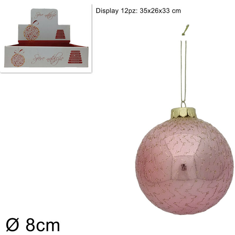 foto del prodotto generico palla diametro 8 cm colore rosa con rete oro