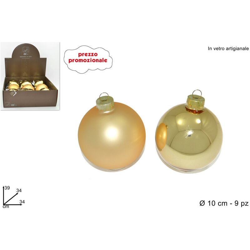 foto del prodotto generico palla vetro diametro 8 cm colore oro lucido opaco assortito 2 varianti 1 pezzo, invio casuale 