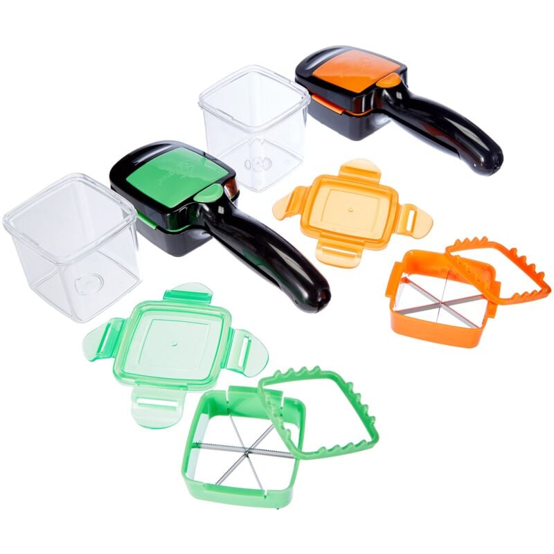 foto del prodotto genius nicer dicer quick, acciaio inossidabile, plastica, verde arancio, 7 pezzi