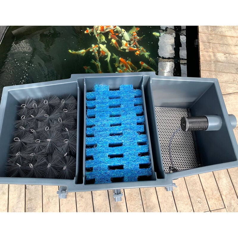 foto del prodotto genki4koi natural food filtro laghetto stagno a 3 camere in vetroresina moving bed prezzo top