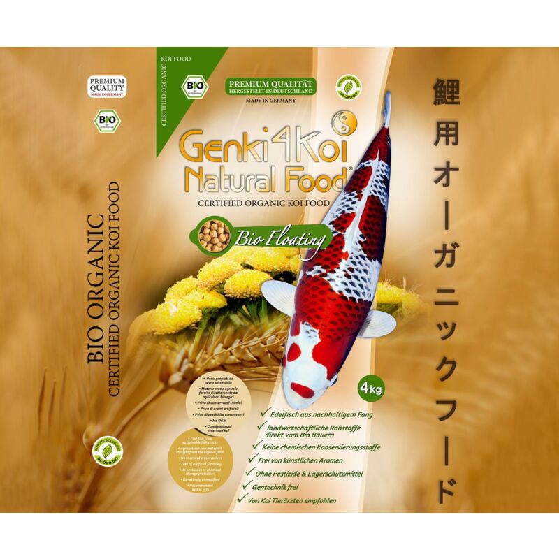foto del prodotto genki4koi natural food mangime biologico bio floating 4kg 5 mm gallegiante it bio 013