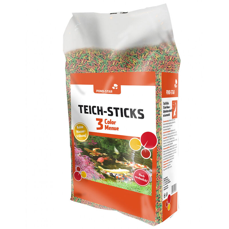 foto del prodotto genki4koi natural food pond sticks a 3 colori 7 litri 770 grammi mangime per koi e pesci da laghetto