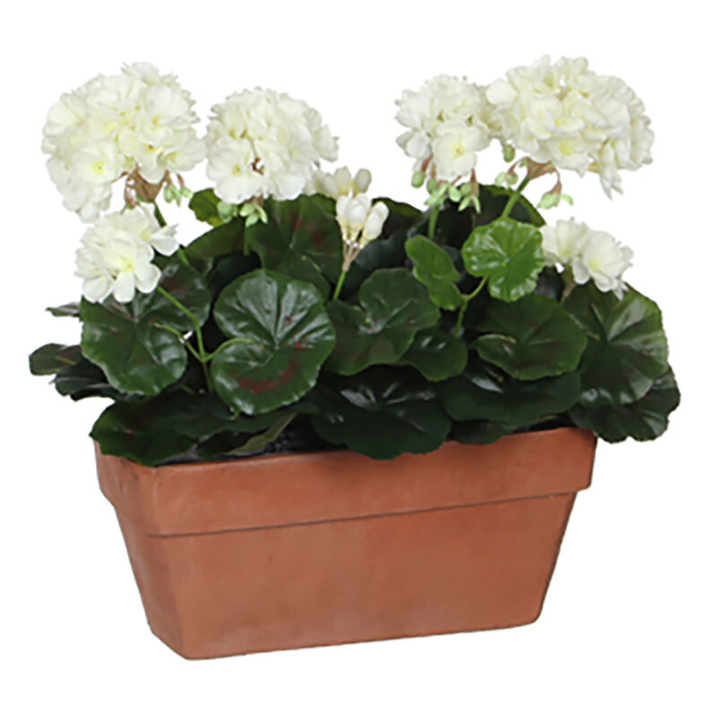 foto del prodotto geranio in pvc bianco in fioriera da balcone 29x13x40cm