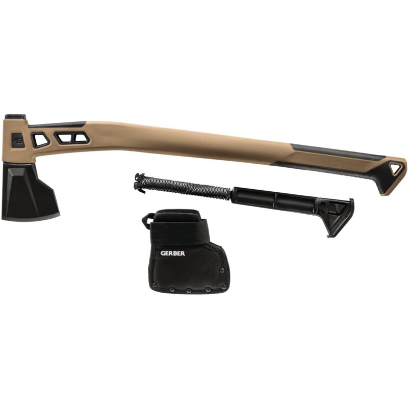 foto del prodotto gerber accetta da campeggio e da outdoor, fodero incluso, con paracord, bushcraft axe, acciaio temprato on rivestimento in ptfe, marrone, 31 003780