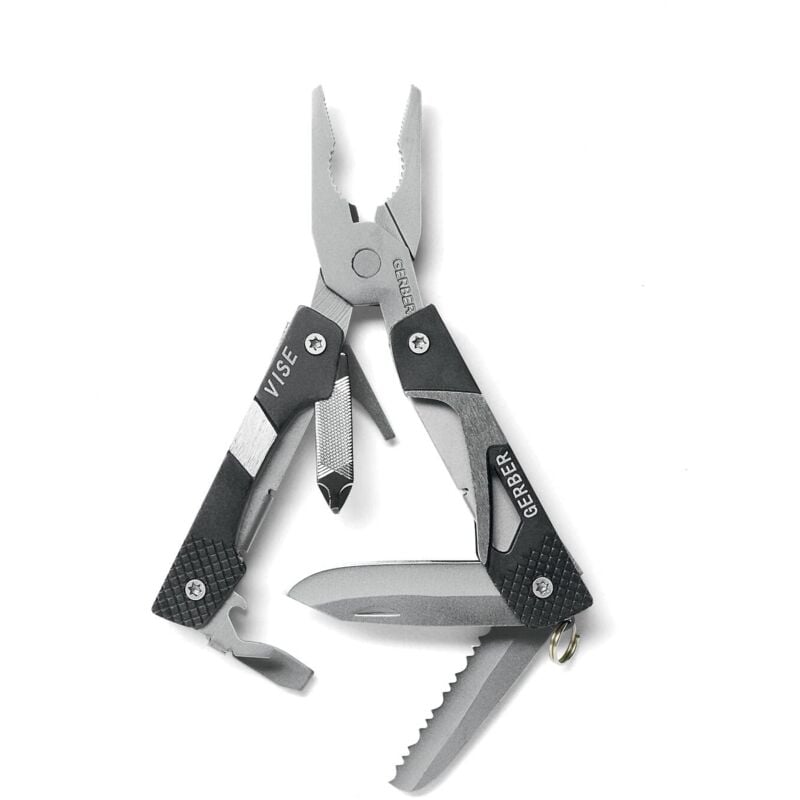 foto del prodotto gerber strumento multiuso con pinza, 10 funzioni, visepocket tool, alluminio acciaio inox, nero, 31 000021