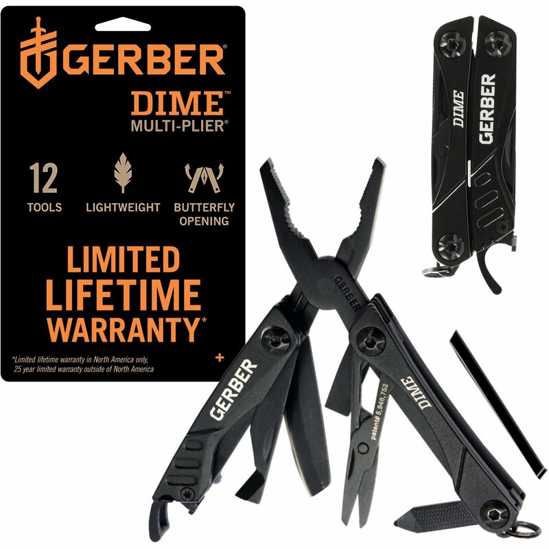 foto del prodotto gerber utensile multifunzione con 12 funzioni, multiutensile tascabile dime, nero, 1014030