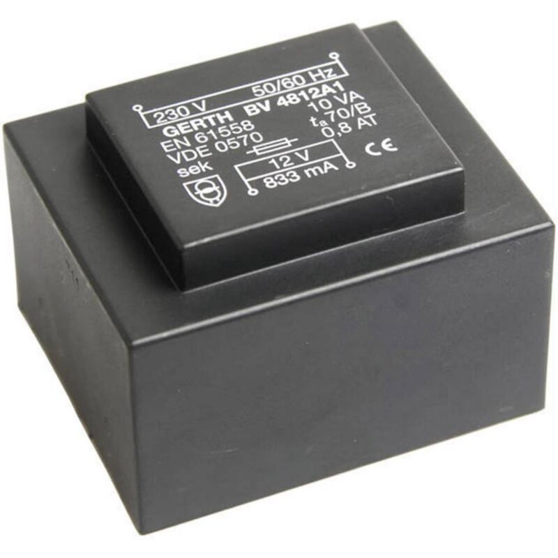 foto del prodotto gerth pt486002 trasformatore per pcb 1 x 230 v 2 x 30 v ac 10 va 166 ma