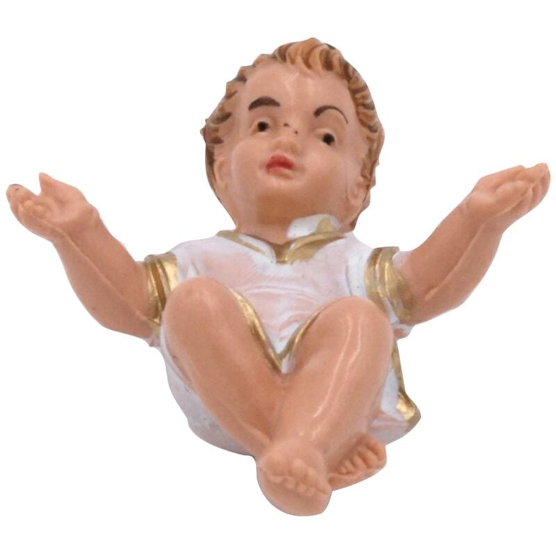 foto del prodotto ges bambino con vestito bianco e oro per presepe natalizio da 5,5 cm