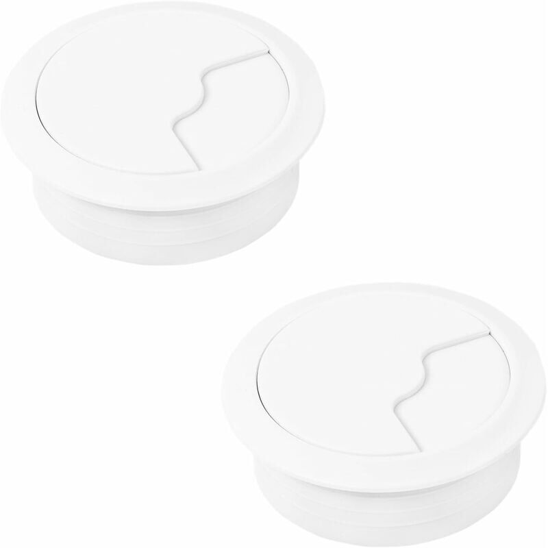 foto del prodotto gestione cavi da incasso per scrivania e piano di lavoro per collegamento cavi usb, alimentazione, cpu e monitor plastica pvc diametro foratura 80