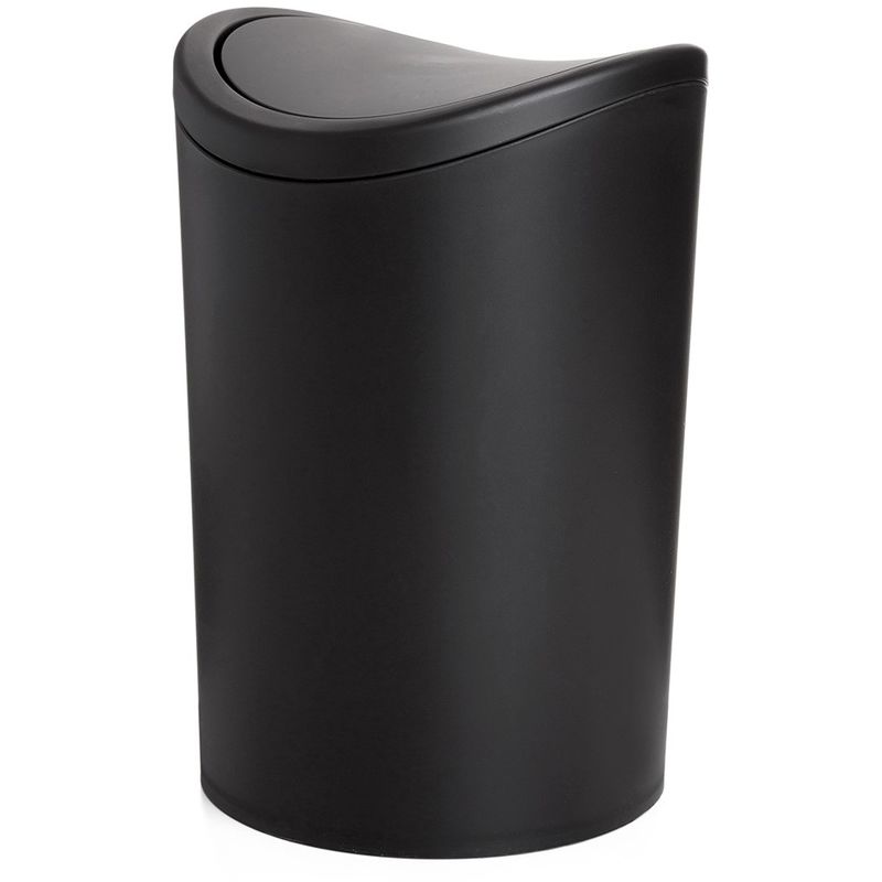 foto del prodotto gettacarte bagno in polipropilene nero 6 lt con coperchio basculante