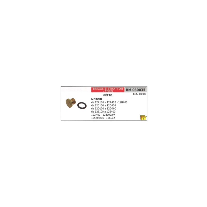 foto del prodotto getto carburatore briggs stratton da 12a100 a 12a400 12b400 125k02 05 498977