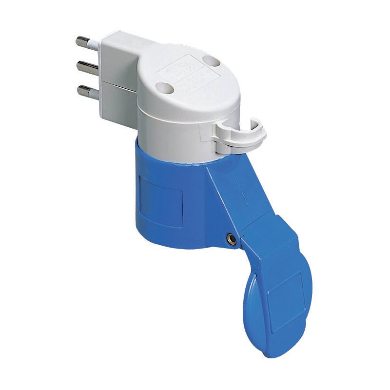 foto del prodotto gewiss adattatore civile a industriale ip44 spina 2p t 16a 250v presa 2p t 16a 230v