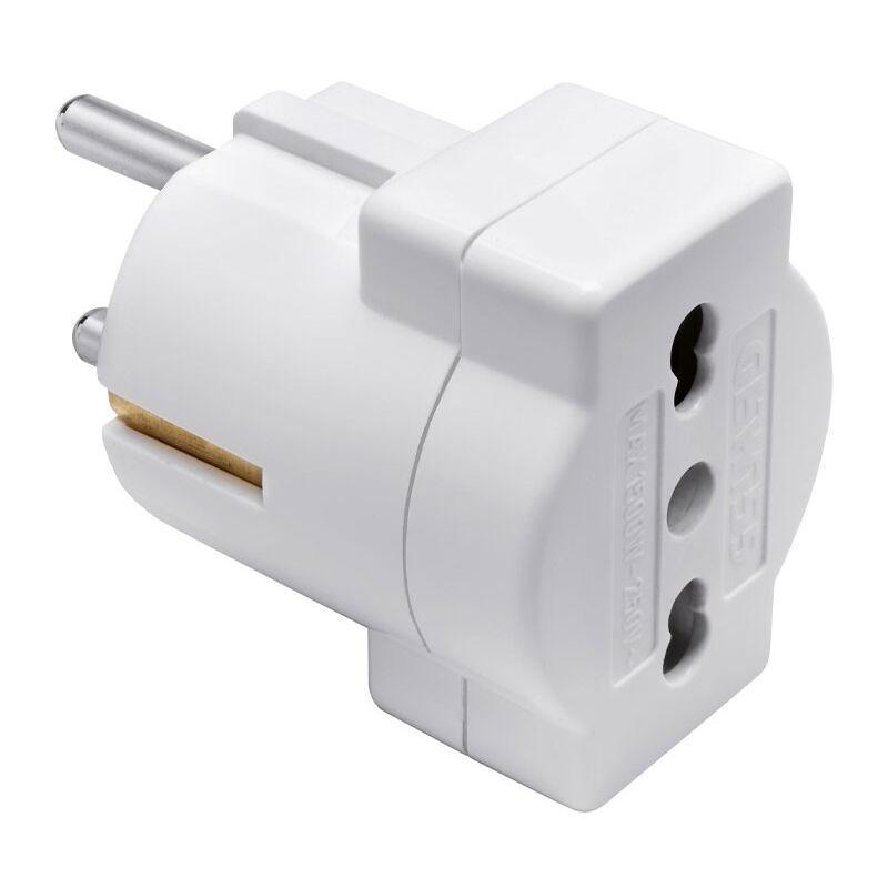 foto del prodotto gewiss adattatore unel spina 2p t 16a tedesca presa bipasso gw28415