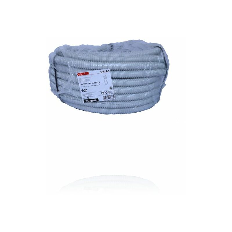 foto del prodotto gewiss dx30020 guaina spiralata diflex diam.20mm grigio matassa 30 mt