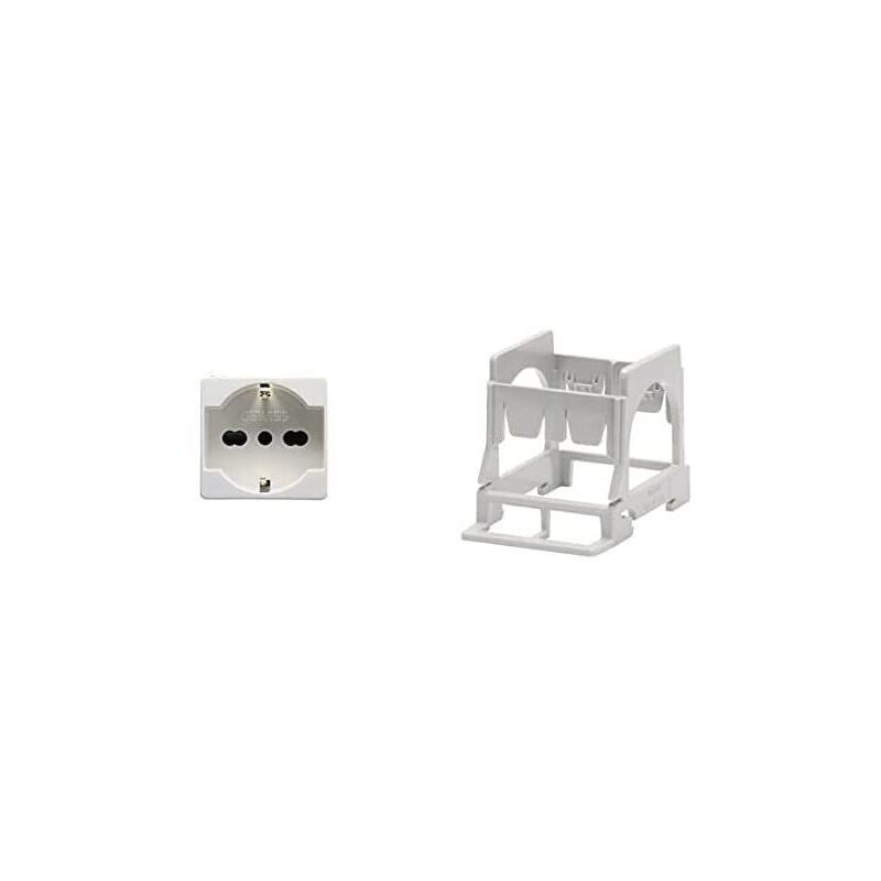 foto del prodotto gewiss dy01008 serie system nr. 1 sopporto per montaggio su guida din un modulo compresa con nr. 1 presa schuko
