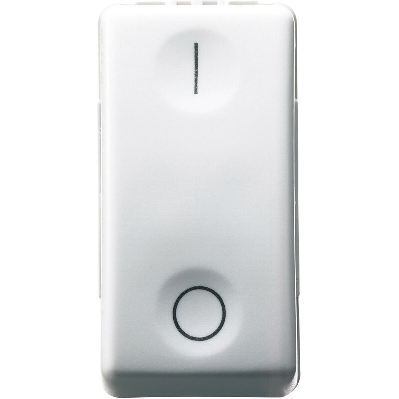 foto del prodotto gewiss gw20503 interruttore bipolare 250v ac 16ax neutro simbolo 0 i 1 modulo system white
